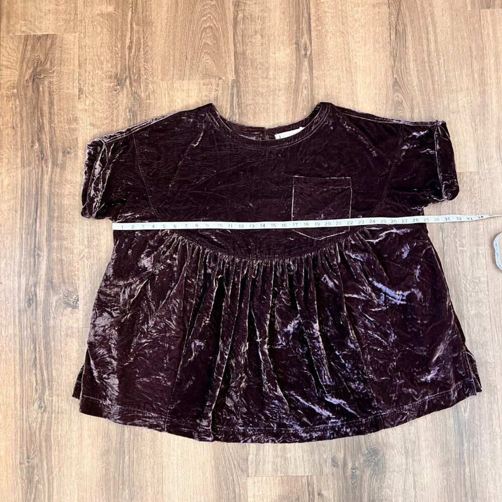We the Free Moon City Velvet Babydoll Mini Dress Tunic Plum Raisin Sz M - Picture 7 of 10